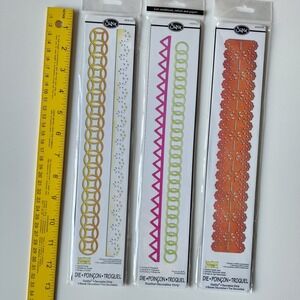 Sizzix‎ Dies Sizzlits Decorative Strips Cutting Plates Borders Lace Scalloped